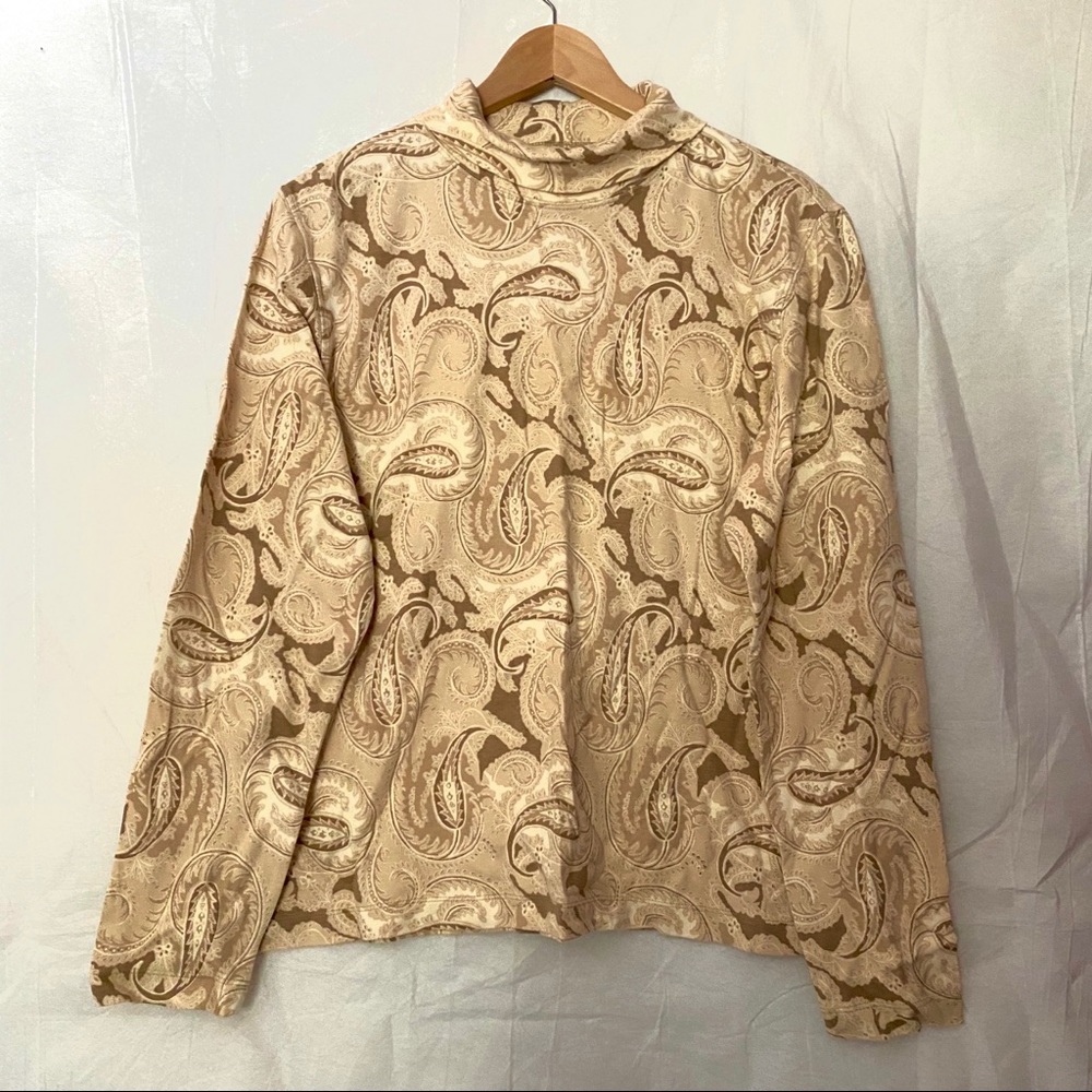Land’s End Paisley Tan Women’s Turtle neck 14/16